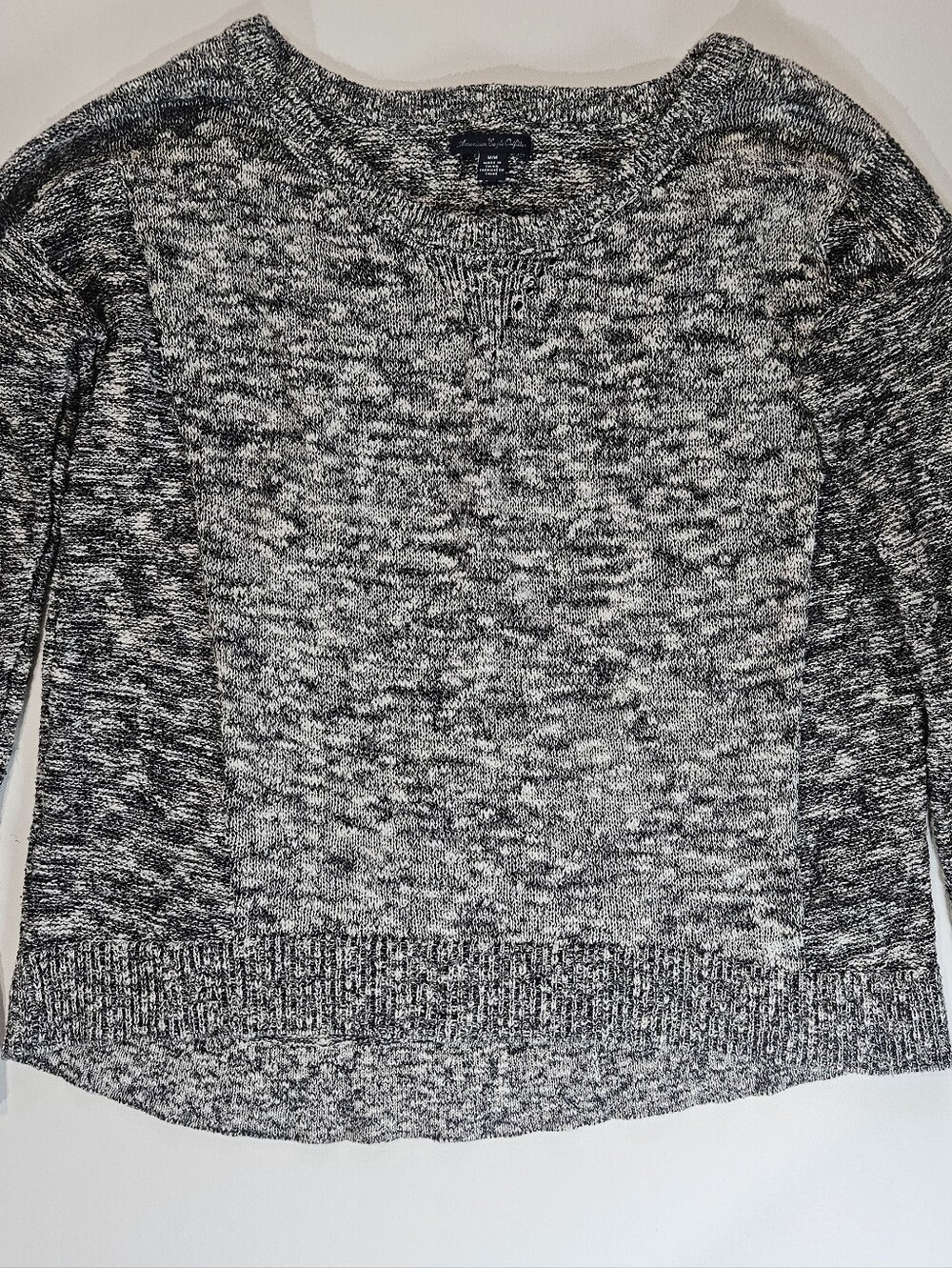 American Eagle Sweater Womens Medium Gray Space Dye Metallic Sparkle Relaxed Fit